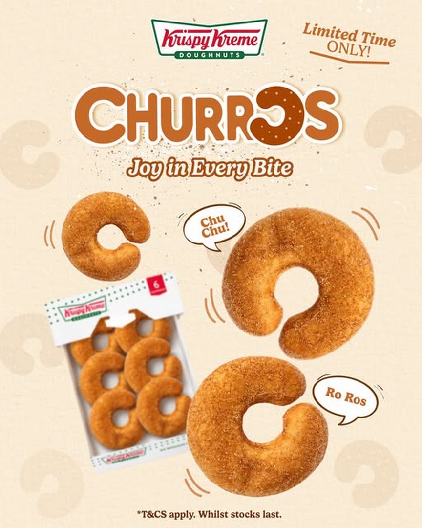 Krispy-Kreme-Singapore-Churros-Doughnut-Launch 15 June 2026 – 12 July 2026: Krispy Kreme Singapore Churros Doughnut Launch: Limited-Time Promotion Featuring Cinnamon Sugar Treats at $3.30
