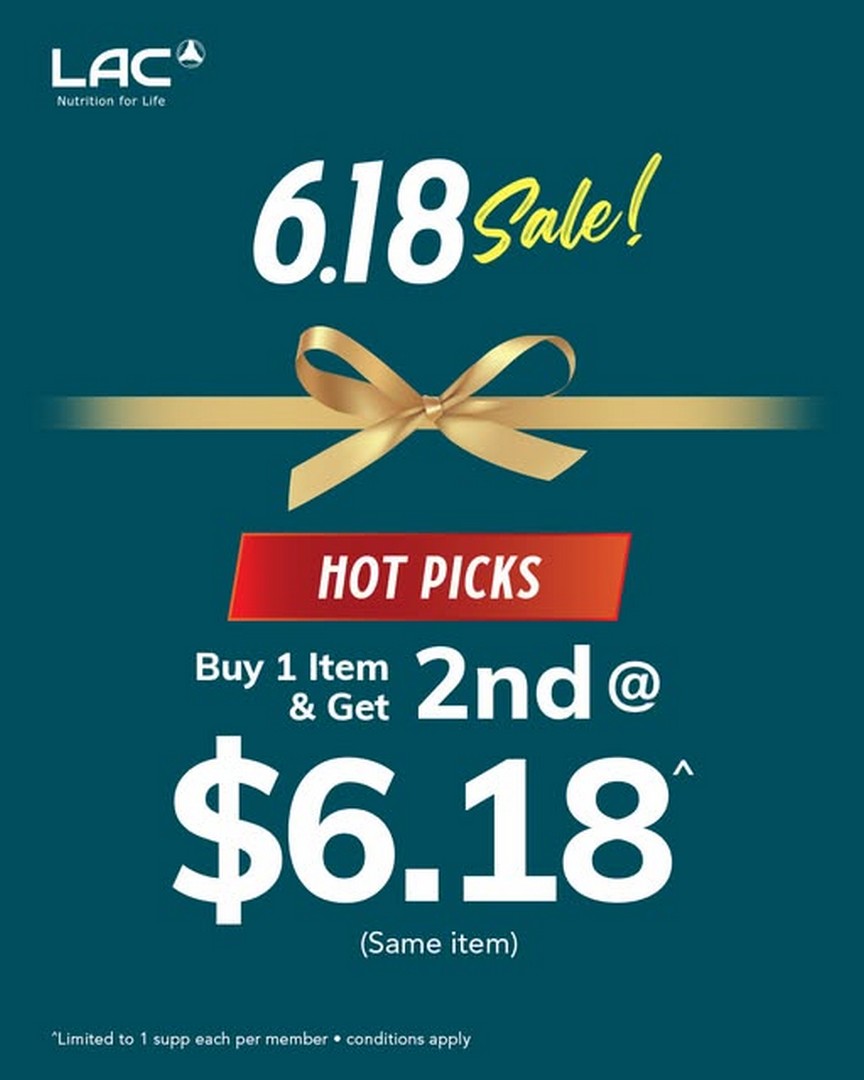 LAC-Singapore-6.18-Early-Sale-Promotion 15 June 2026 onward: LAC Singapore, 6.18 Early Sale Promotion – Buy 1 & Get 2nd Same Supplement at $6.18, Health & Wellness Deals in Singapore