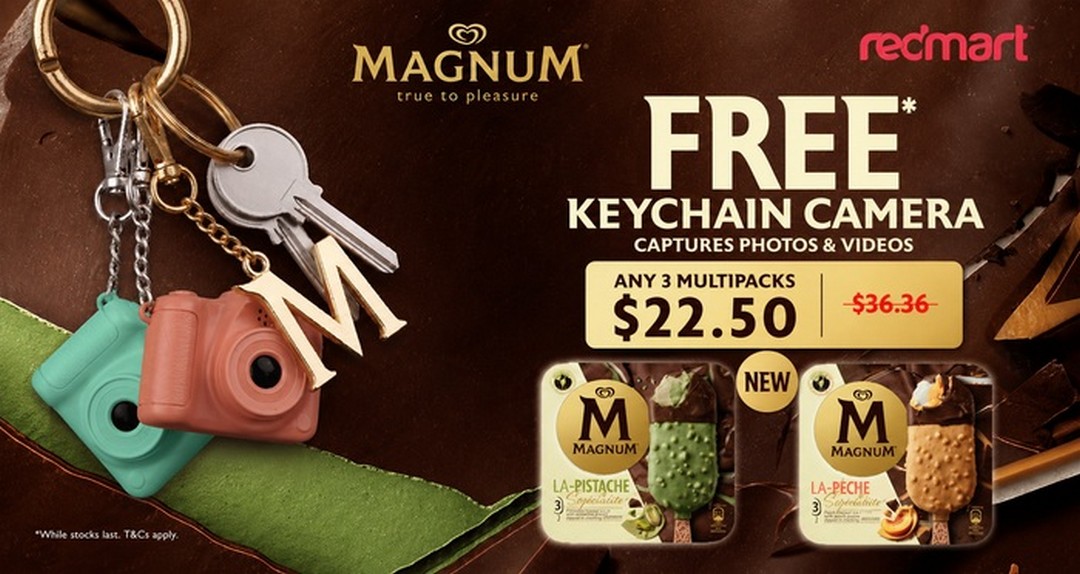 Magnum-Singapore-FREE-Magnum-Keychain-Camera-Promotion 1 June 2026 onwards: Magnum Singapore FREE Magnum Keychain Camera Promotion at RedMart – Enjoy Magnum Multipacks from Just S$22.50 and Receive an Exclusive Collectible Gift