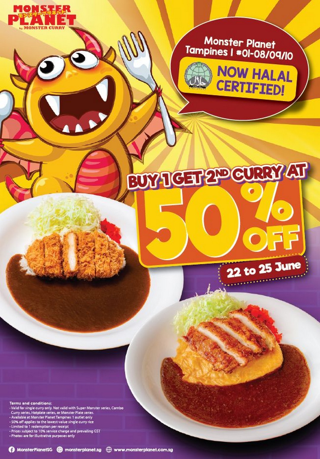 Monster-Planet-Tampines-1-Halal-Certification-Celebration-Promotion 22-25 June 2026: Monster Planet Tampines 1 Halal Certification Celebration Promotion – Enjoy 50% Off Your Second Curry Rice for Four Days Only