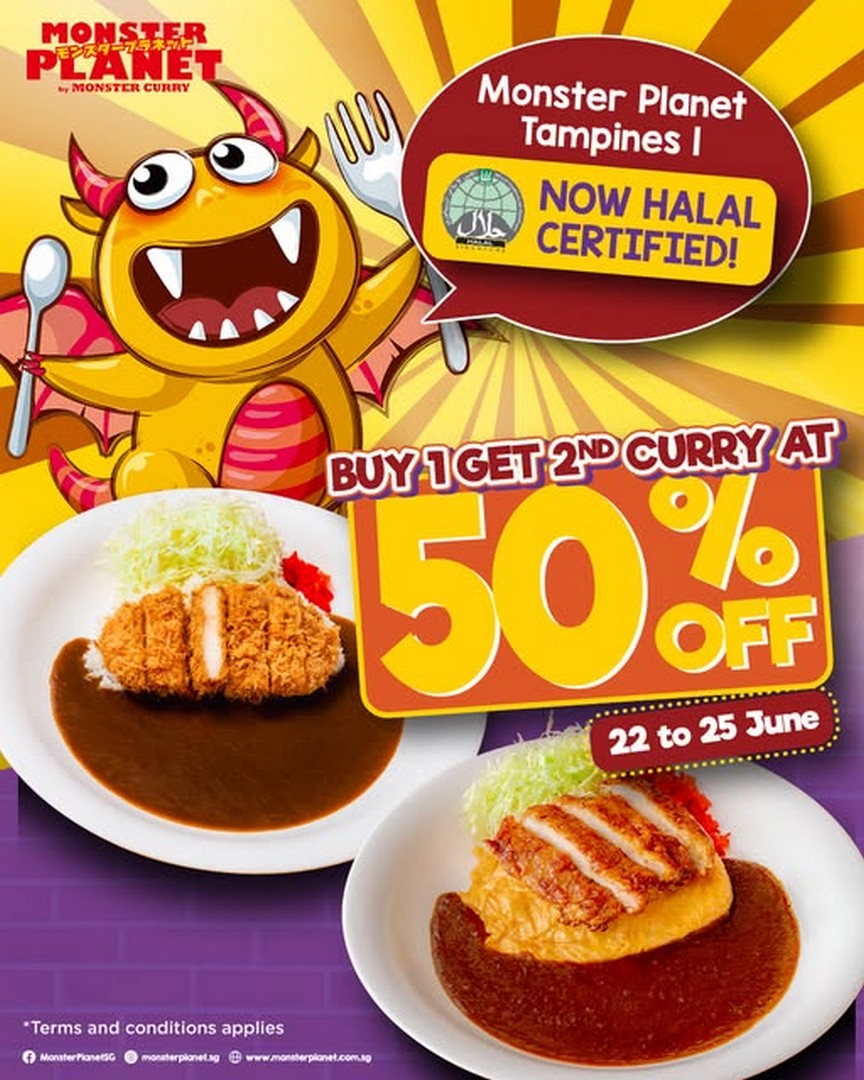 Monster-Planet-Tampines-1-Halal-Certified-Outlet-Celebrates Now till 25 June 2026: Monster Planet Tampines 1 Halal-Certified Outlet Celebrates with 50% Off Japanese Curry Rice Promotion at Tampines 1
