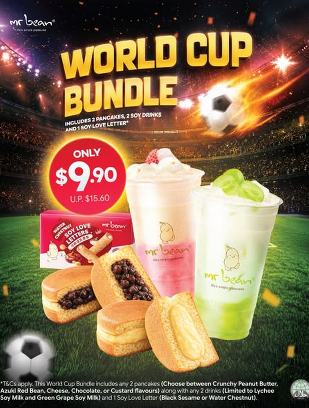 Mr-Bean-Singapore-World-Cup-Bundle-Promotion-1 22 June 2026 onwards: Mr Bean Singapore World Cup Bundle Promotion – Enjoy 2 Pancakes, 2 Soy Drinks and a Soy Love Letter for Just $9.90