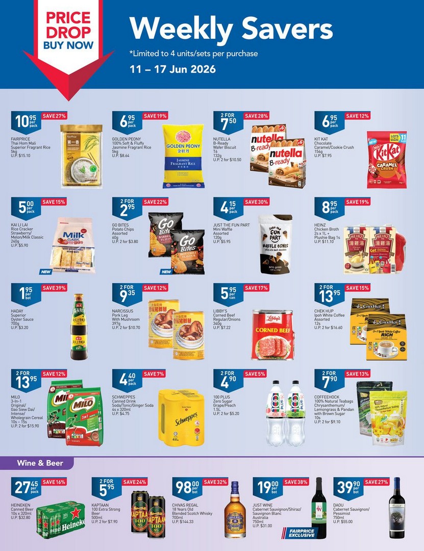 NTUC-FairPrice-Weekly-Savers-Promotion 11-17 June 2026: NTUC FairPrice Weekly Savers Promotion – Save Up to 39% Off Groceries, Household Essentials and Enjoy Fantastic 1-for-1 Deals