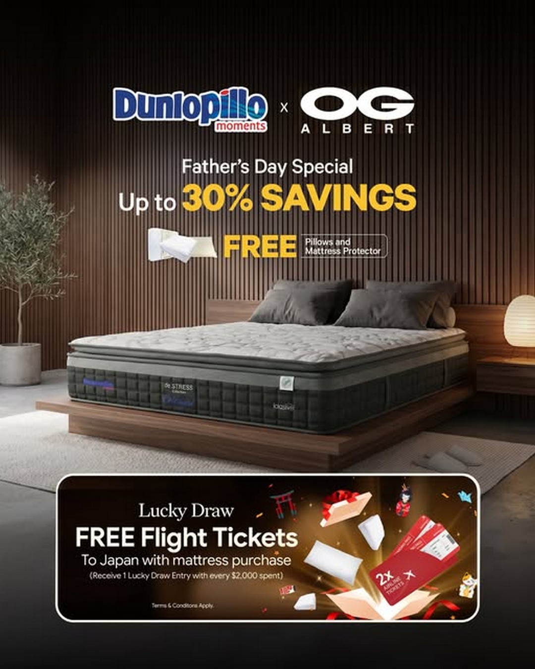 OG-Singapore-Fathers-Day-Dunlopillo-Mattress-Promotion Now till 21 June 2026: OG Singapore, Father’s Day Dunlopillo Mattress Promotion, Up to 30% Off Sale + Win Tickets to Japan