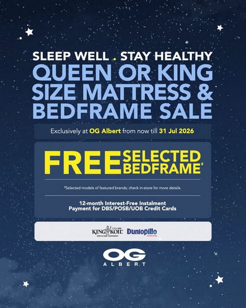 OG-Singapore-Mattress-Promotion-Up-to-68-Off-Dunlopillo Now till 31 July 2026: OG Singapore Mattress Promotion, Up to 68% Off Dunlopillo & King Koil Beds with Free Gifts and Instalment Plans at OG Albert