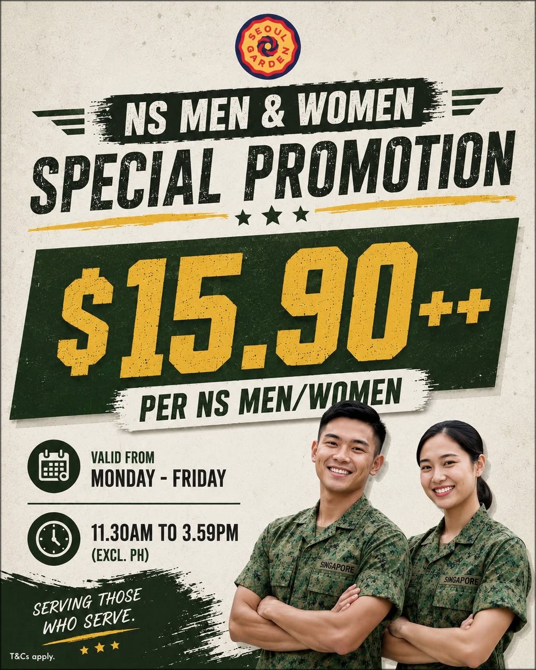 Seoul-Garden-Singapore-Weekday-Lunch-Buffet-Promotion 22 June 2026 onwards: Seoul Garden, Singapore Weekday Lunch Buffet Promotion for NS Personnel at $15.90++ Unlimited BBQ & Hotpot Deal