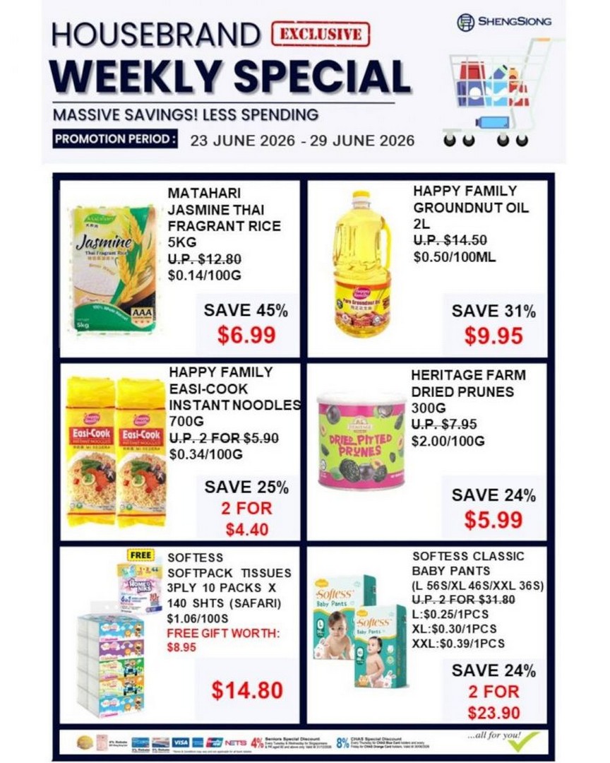 Sheng-Siong-Weekly-Housebrand-Special-Up-to-49-Off-Grocery 23-29 June 2026: Sheng Siong Weekly Housebrand Special: Up to 49% Off Grocery and Frozen Essentials Sale Promotion Singapore Islandwide