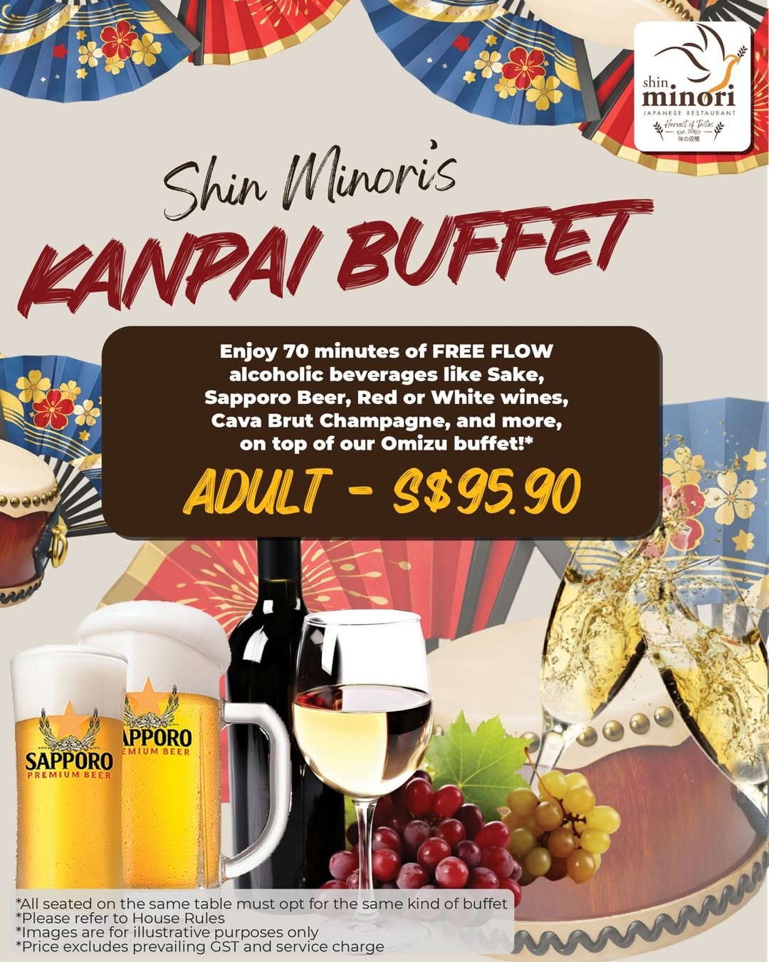 Shin-Minori-Japanese-Restaurant-Kanpai-Buffet-Promotion 28 May 2026 onwards: Shin Minori Japanese Restaurant, Kanpai Buffet Promotion with 70-Min Free Flow Alcohol & Japanese Feast Deal in Singapore