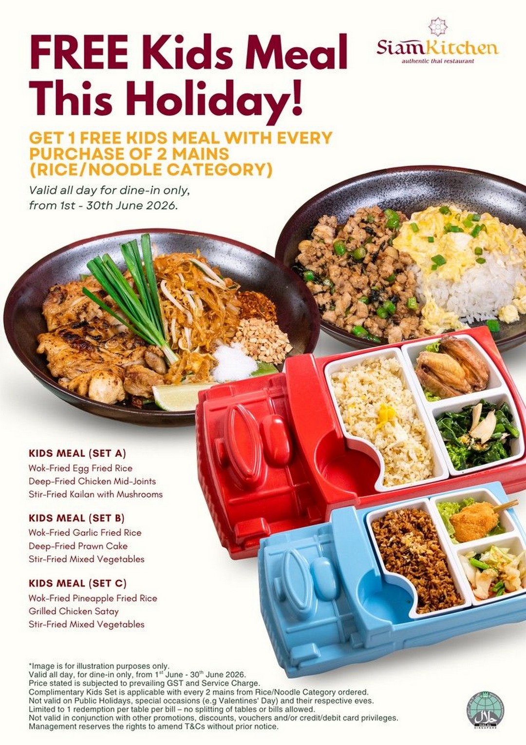 Siam-Kitchen-Kids-Dine-for-Free-Promotion-in-Singapore 1–30 June 2026: Siam Kitchen Kids Dine for Free Promotion in Singapore, Halal Thai Family Dining Deal