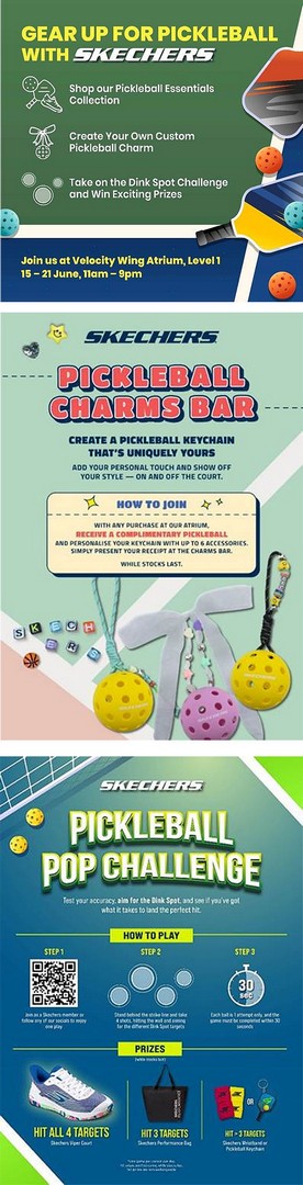Skechers-Pickleball-Event-at-Velocity@Novena-Free-In-Mall-Experience-1 15-21 June 2026: Skechers Pickleball Event at Velocity@Novena, Free In-Mall Experience & Giveaway Promotion, Family-Friendly Sports Activation in Singapore