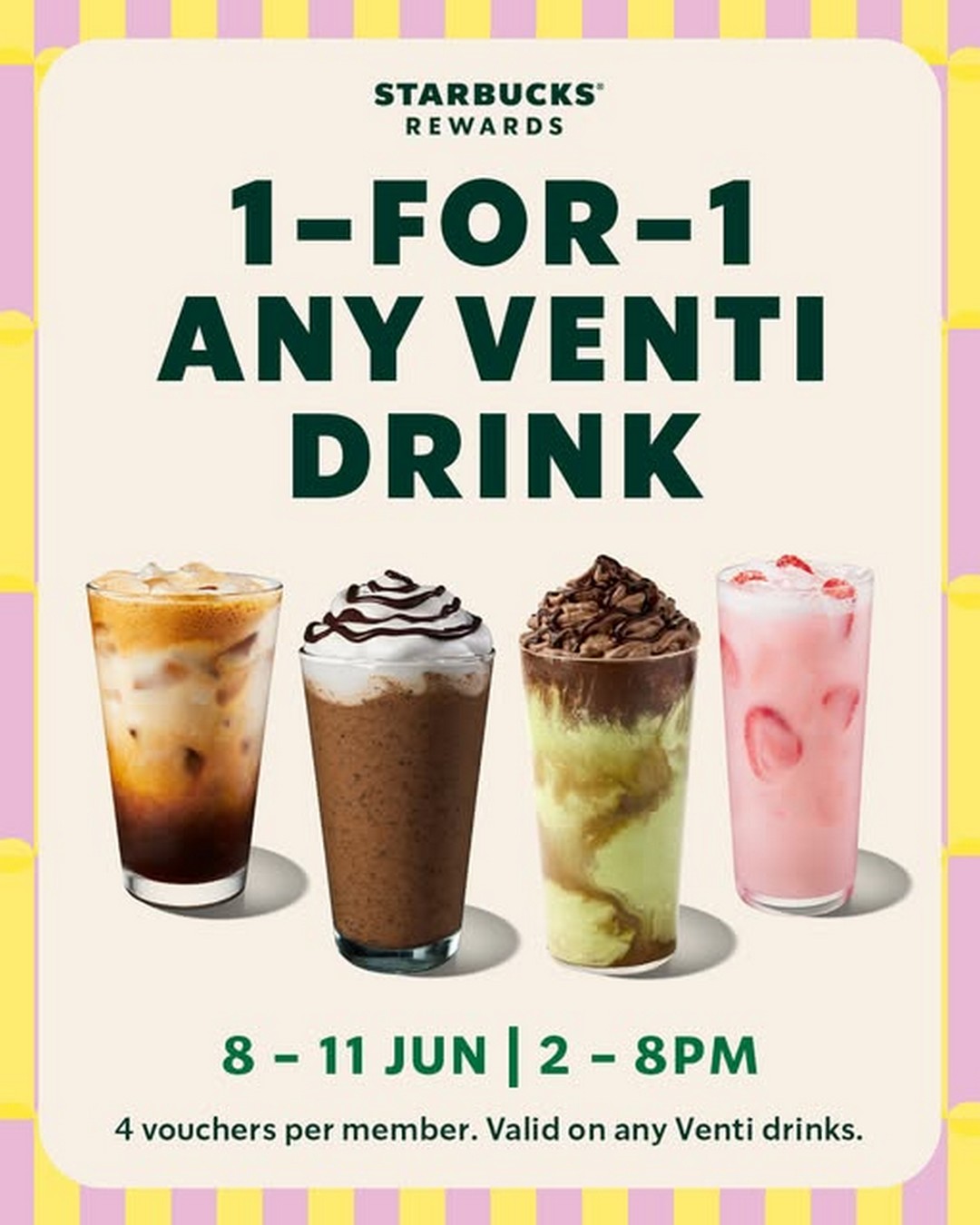 Starbucks-Singapore-1-for-1-Venti-Drinks-Promotion 8–11 June 2026: Starbucks Singapore, 1-for-1 Venti Drinks Promotion, Limited-Time Starbucks Rewards Exclusive Deal