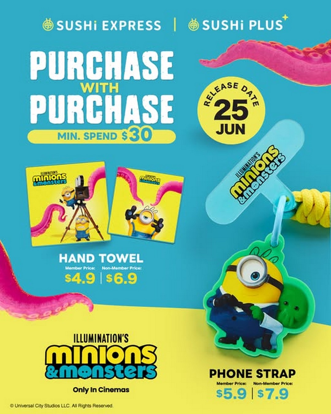 Sushi-Express-Singapore-x-Minions-Collectibles-Promotion-1 25 June 2026 onwards: Sushi Express Singapore x Minions Collectibles Promotion, Limited-Time Purchase-with-Purchase Merchandise Campaign (Phone Strap and Hand Towel Deals Across All Outlets)