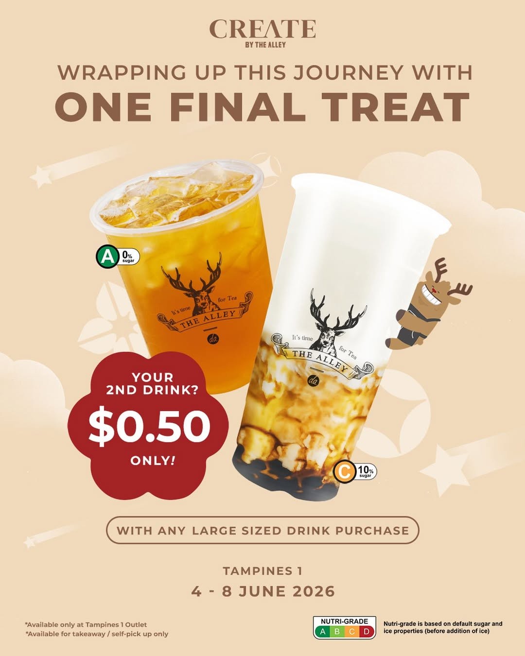 The-Alley-Tampines-1-Closing-Down-Promotion-Buy-1-Large-Drink-Get-2nd 3–8 June 2026: The Alley Tampines 1 Closing Down Promotion, Buy 1 Large Drink Get 2nd for $0.50 Deal in Singapore