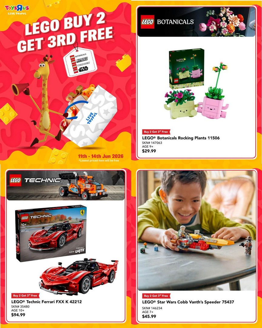 Toys-R-Us-Singapore-LEGO-Buy-2-Get-3rd-Free-Promotion 11–14 June 2026: Toys R Us Singapore LEGO Buy 2 Get 3rd Free Promotion Deal for Selected Sets Limited Time Offer