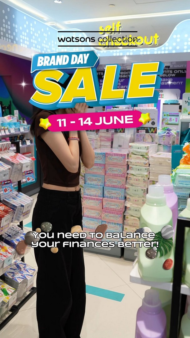 Watsons-Brand-Day-Sale-Promotion 12–14 June 2026: Watsons Brand Day Sale Promotion: 2 for 50% OFF, $1/$2/$3 Steals, Member Bonus Points Singapore Deals