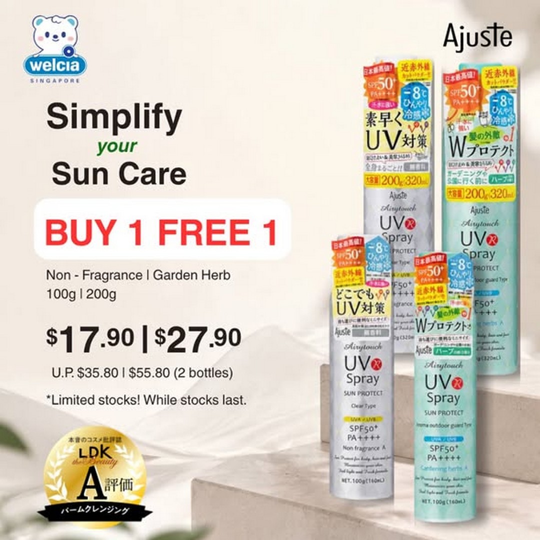 Welcia-Singapore-AJUSTE-UV-Spray-Buy-1-Free-1-UV-Protection-Promotion 9 June 2026 onwards: Welcia Singapore AJUSTE UV Spray Buy 1 Free 1 UV Protection Promotion at Novena Square Store