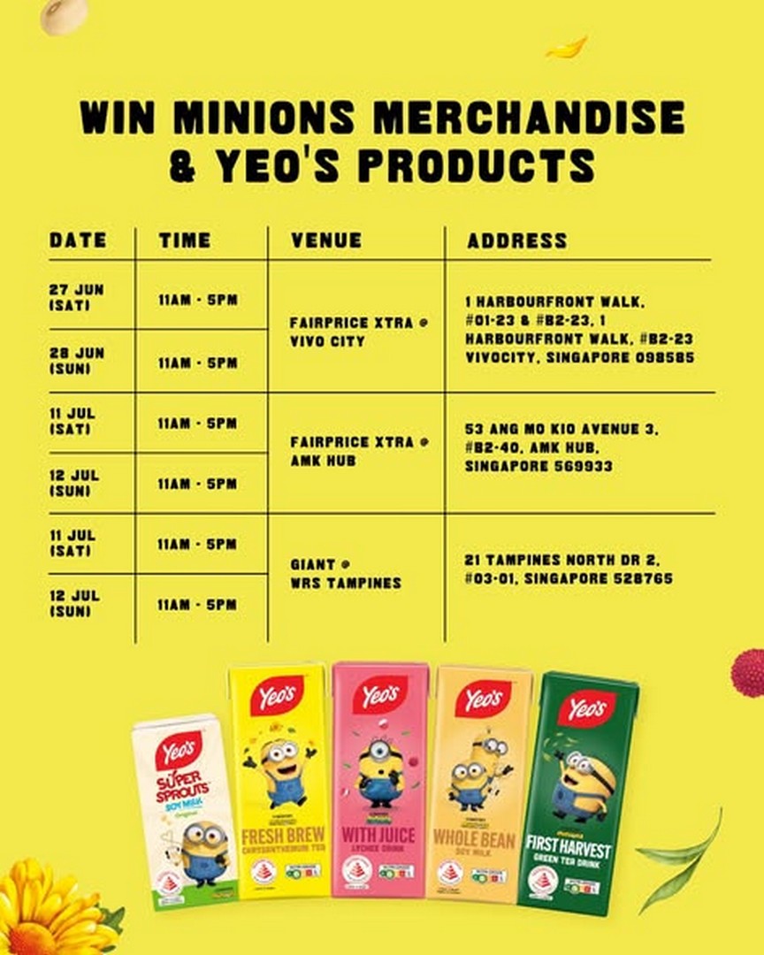 Yeos-x-Minions-Monsters-Roadshow-Singapore-1 1 July 2026 Onward: Yeo’s x Minions & Monsters Roadshow Singapore, Giveaway Promotion with Lucky Spin & Exclusive Drink Cup Redemption