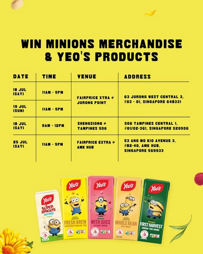 Yeos-x-Minions-Monsters-Roadshow-Singapore-2 1 July 2026 Onward: Yeo’s x Minions & Monsters Roadshow Singapore, Giveaway Promotion with Lucky Spin & Exclusive Drink Cup Redemption