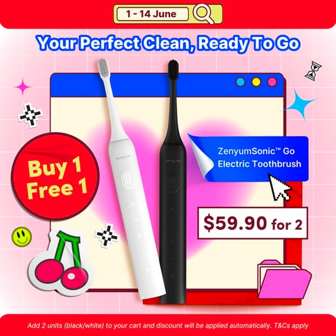 Zenyum-Singapore-ZenyumSonic 1-14 June 2026: Zenyum Singapore ZenyumSonic™ Go Buy 1 Free 1 Promotion – Get Two Sonic Toothbrushes for Just $59.90