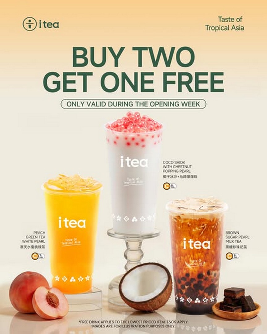 iTea-Singapore-Grand-Opening-Promotion-at-Punggol-Plaza-1 16–22 June 2026: iTea Singapore, Grand Opening Promotion at Punggol Plaza with Buy 2 Free 1 Drinks & B1F1 Jumbo Cone Deal