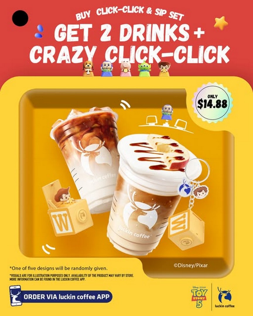 luckin-coffee-Singapore-Pixar-Toy-Story-Crazy-Click-Click-Promotion 11 June 2026 onwards: luckin coffee Singapore Pixar Toy Story Crazy Click-Click Promotion – Collect Exclusive Toy Story Merchandise with Every 2 Drinks Purchased