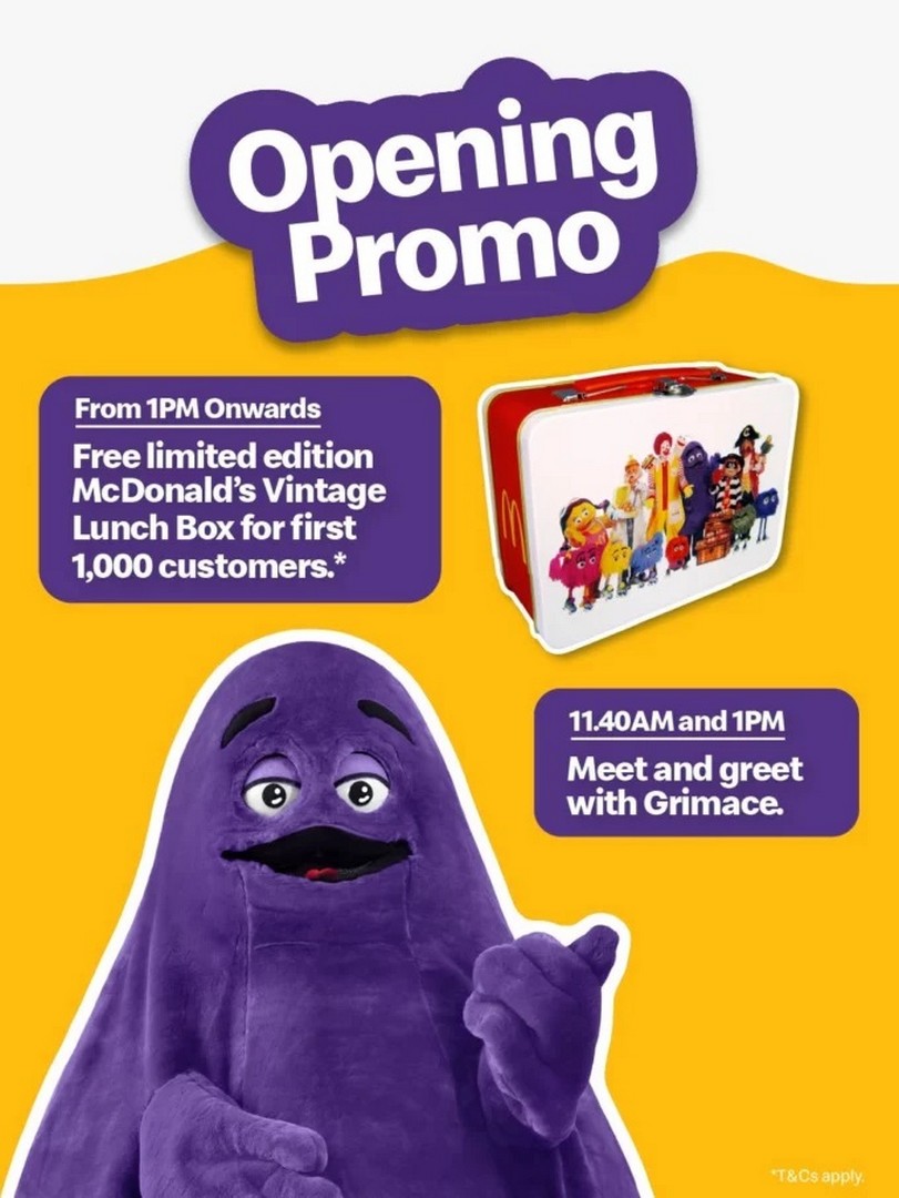 2-2 30 July 2026: McDonald’s Singapore: New Bukit Batok East Community Club Restaurant Opening Promotion with FREE Vintage Lunch Box Giveaway and Grimace Meet-and-Greet Event