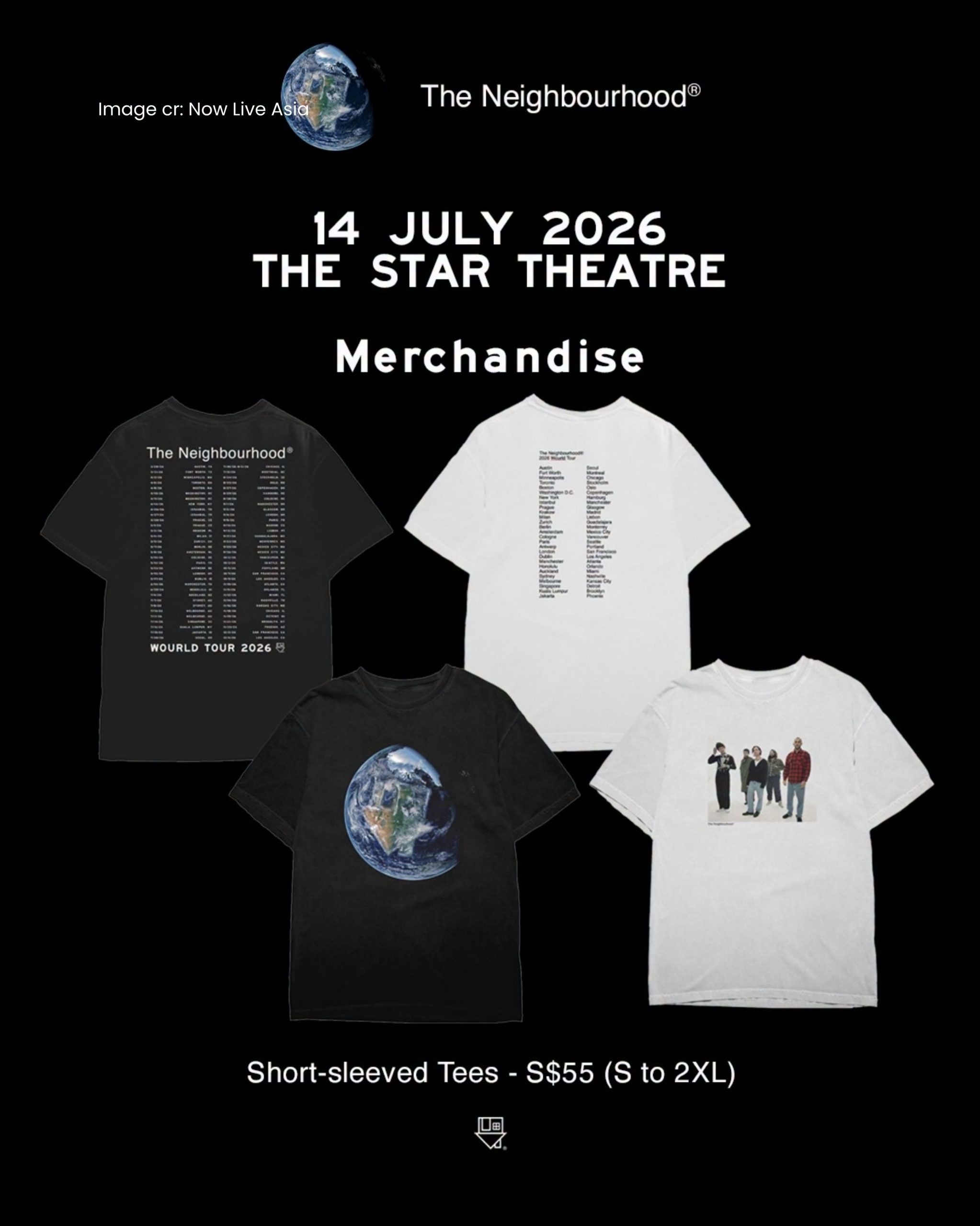 743730586_906765605828082_6853385097262797604_n-scaled 14 July 2026: The Neighbourhood World Tour 2026 Singapore Official Merchandise Event at The Star Theatre – T-Shirts from $55, Hoodies, Tote Bags, Posters, Figurines & More