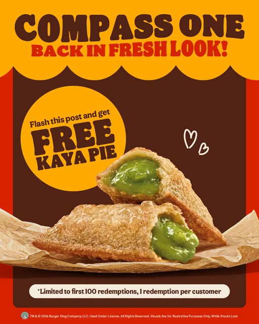743777367_2752115101829153_1863897539069715818_n 13 July 2026: Burger King Singapore Free Kaya Pie Giveaway at Compass One – First 100 Customers Promotion