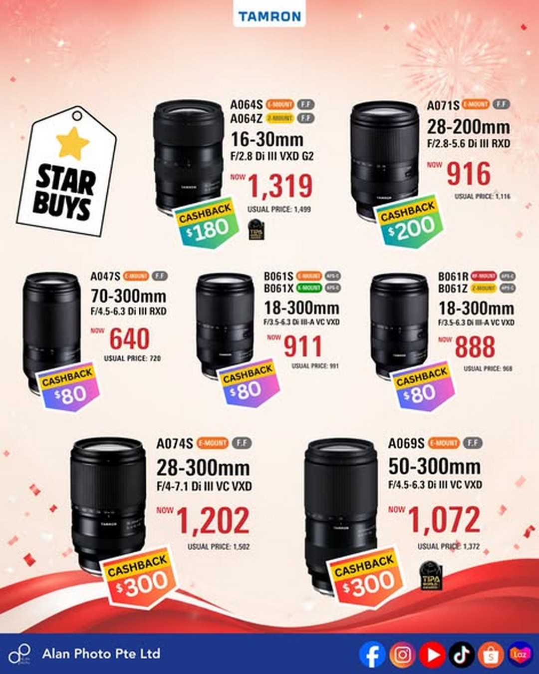 Alan-Photo-Singapore-National-Day-Tamron-Lens-Promotion-1 11 July – 31 August 2026: Alan Photo Singapore National Day Tamron Lens Promotion – Enjoy Cashback, Free Gifts Worth Up to S$669 and Exclusive Lens Deals