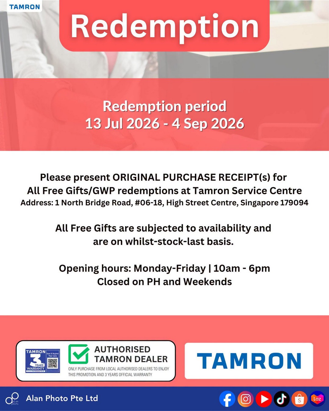 Alan-Photo-Singapore-National-Day-Tamron-Lens-Promotion-7 11 July – 31 August 2026: Alan Photo Singapore National Day Tamron Lens Promotion – Enjoy Cashback, Free Gifts Worth Up to S$669 and Exclusive Lens Deals