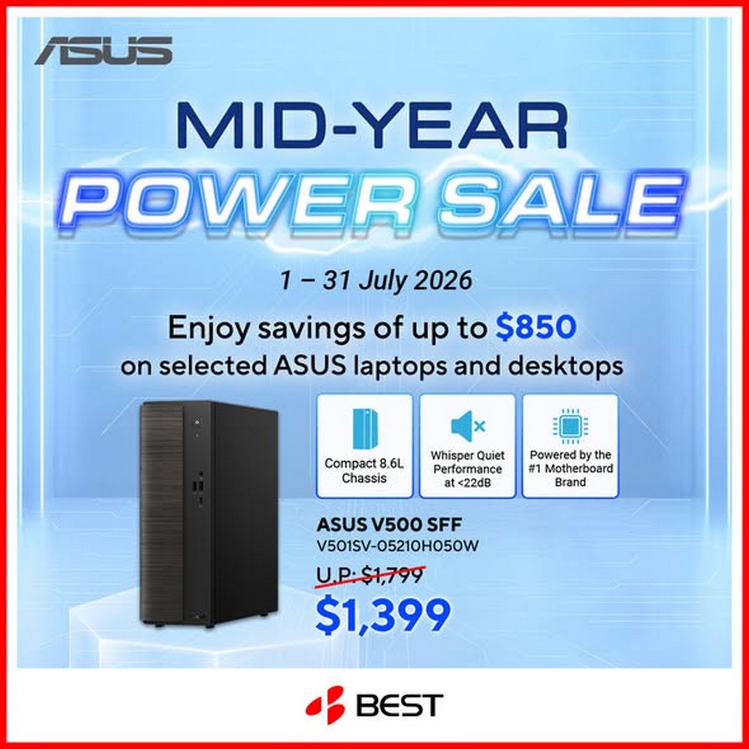 BEST-Denki-Singapore-ASUS-Mid-Year-Power-Sale-1 Now till 31 July 2026: BEST Denki Singapore ASUS Mid-Year Power Sale – Save Up to S$850 on ASUS Laptops and Desktops Promotion for Work, Study and Gaming