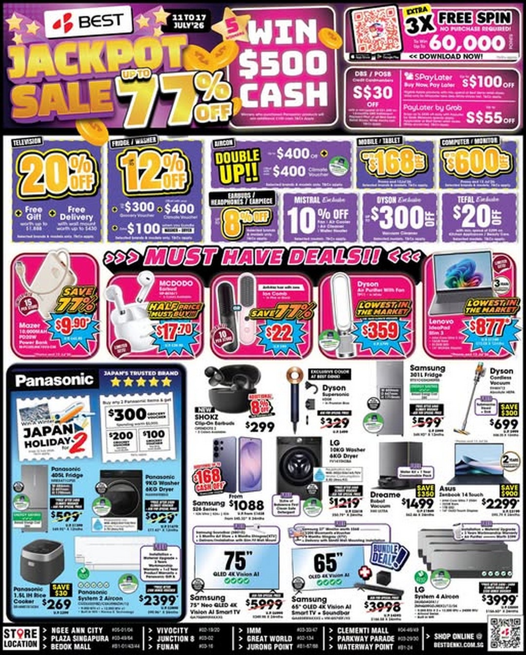 BEST-Denki-Singapore-Jackpot-Sale-–-Save-Up-to-77-OFF 11-17 July 2026: BEST Denki Singapore Jackpot Sale – Save Up to 77% OFF Electronics, Win $500 Cash and Enjoy Exclusive Shopping Promotions
