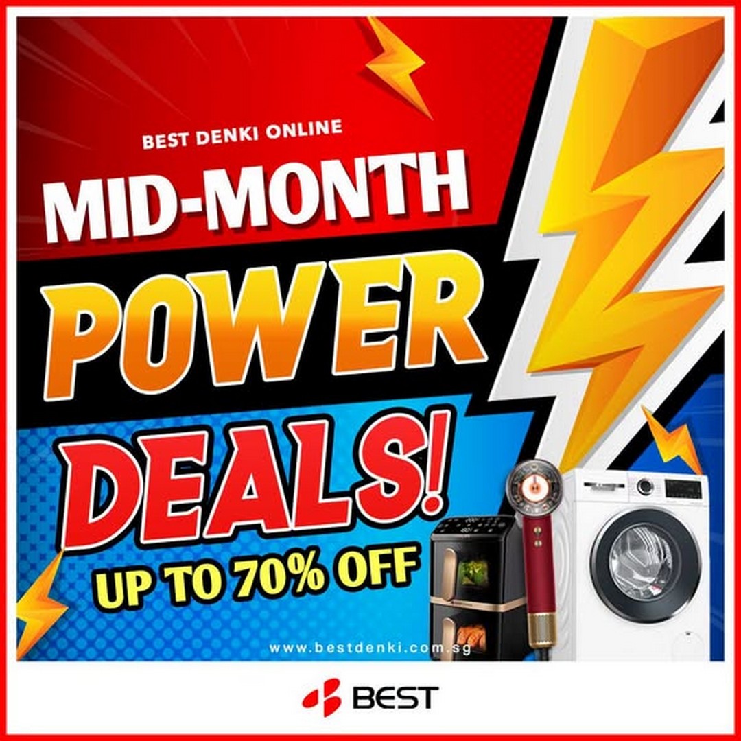 BEST-Denki-Singapore-Mid-Month-Power-Deals-Online-Promotion 10 July 2026 onwards: BEST Denki Singapore Mid Month Power Deals Online Promotion – Save Up to 70% Plus Up to $320 Off with Promo Code