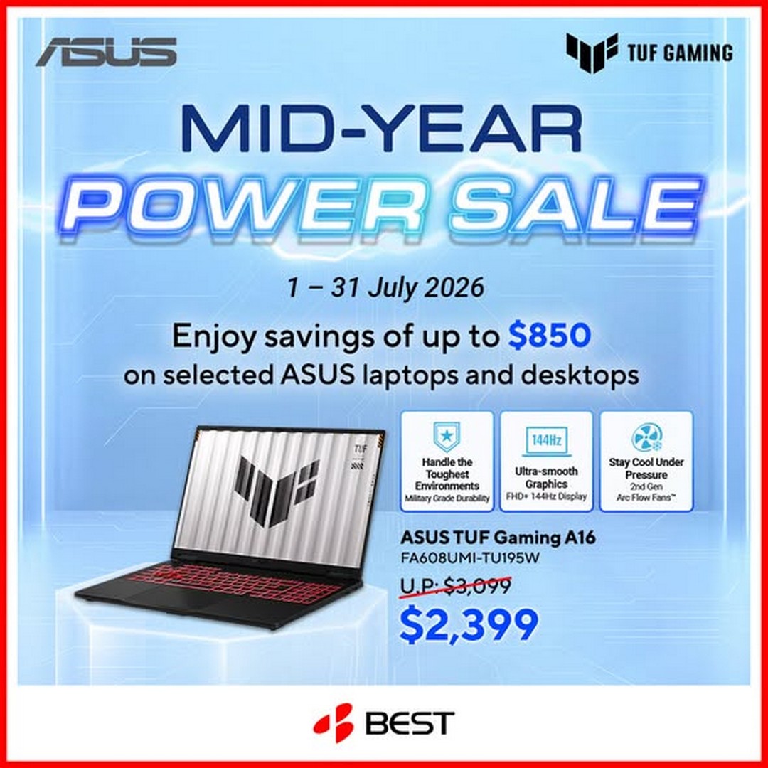 BEST-Denki-Singapore-Mid-Year-Power-Sale-1 1–31 July 2026: BEST Denki Singapore Mid-Year Power Sale – Save Up to $1,000 on Selected ASUS ROG Gaming Laptops Promotion