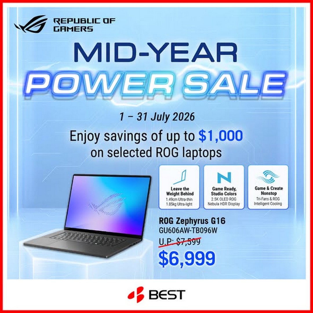 BEST-Denki-Singapore-Mid-Year-Power-Sale-3 1–31 July 2026: BEST Denki Singapore Mid-Year Power Sale – Save Up to $1,000 on Selected ASUS ROG Gaming Laptops Promotion