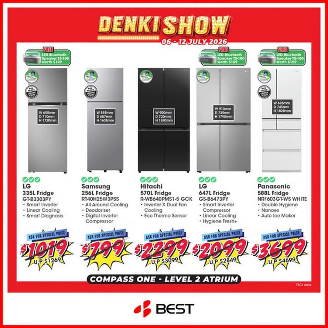BEST-Denki-Singapore-The-Denki-Show-at-Compass-One-Sale-2 Now till 12 July 2026: BEST Denki Singapore The Denki Show at Compass One Sale – Home Appliance Promotion with Exclusive Savings