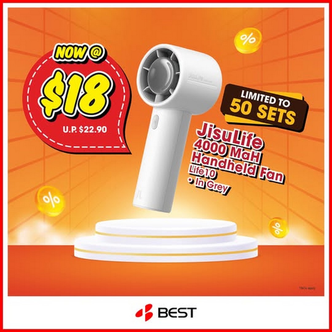 Best-Denki-Singapore-SAFRA-Member-Exclusive-Promotion Now Till 31 August 2026: Best Denki Singapore SAFRA Member Exclusive Promotion, Get Jisulife Life10 Handheld Fan at $18 While Stocks Last