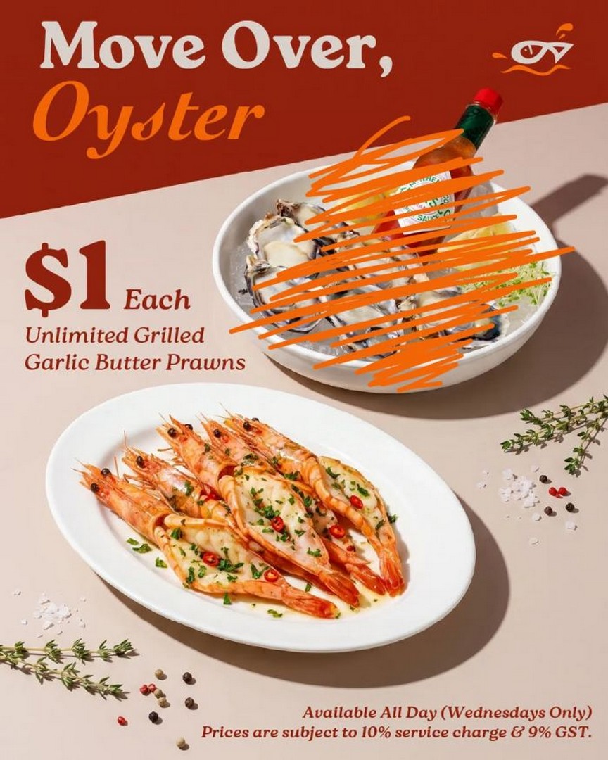 Big-Fish-Small-Fish-1-Unlimited-Grilled-Garlic-Butter-Prawns-Promotion 29 July 2026 onwards: Big Fish Small Fish: $1 Unlimited Grilled Garlic Butter Prawns Promotion Every Wednesday Seafood Dining Deal