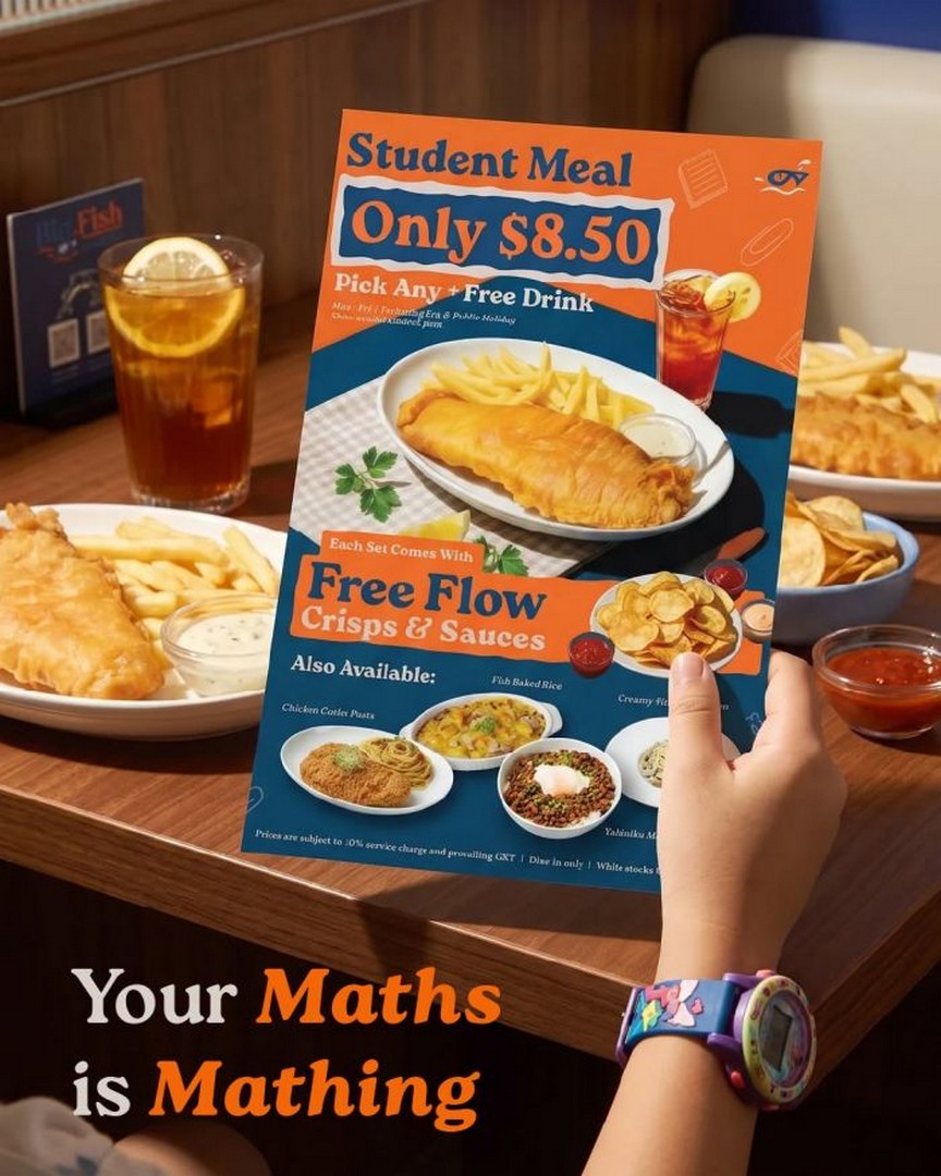 Big-Fish-Small-Fish-Student-Meal-Promotion 22 July 2026 onwards: Big Fish Small Fish Student Meal Promotion, Enjoy $8.50 Set Meal With Free Drink & Free Flow Crisps All Day Weekdays