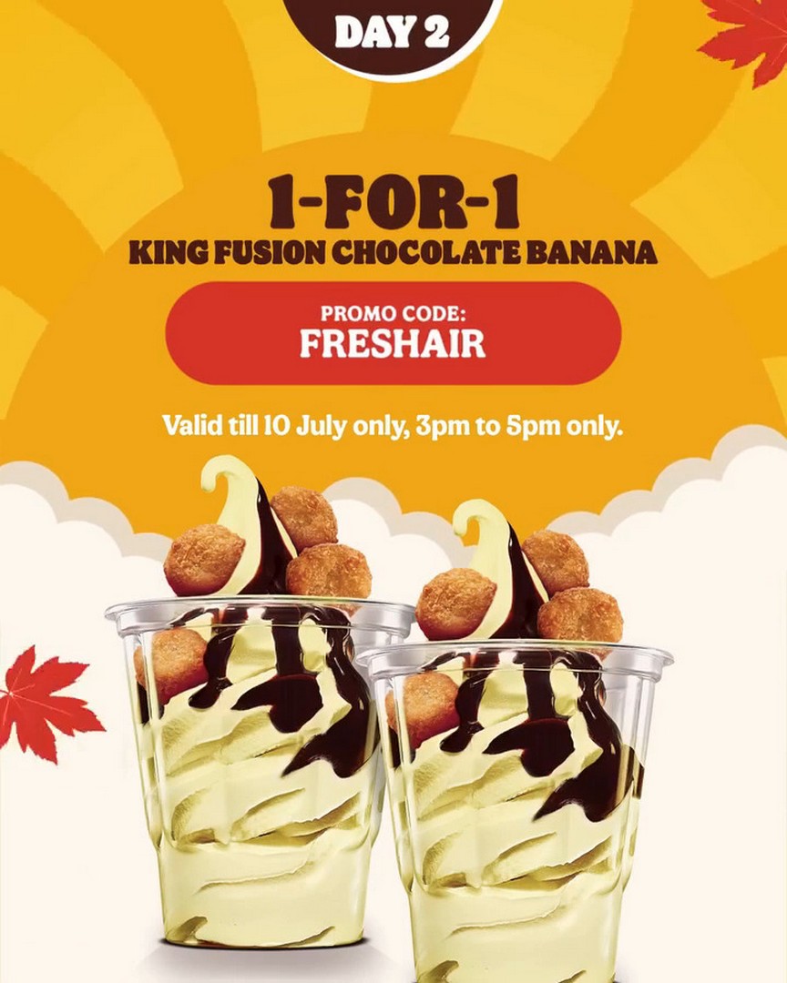 Burger-King-Singapore-1-for-1-King-Fusion-Chocolate-Banana-Promotion 8-10 July 2026: Burger King Singapore 1-for-1 King Fusion Chocolate Banana Promotion – Enjoy an Afternoon Sweet Treat Deal from 3PM to 5PM