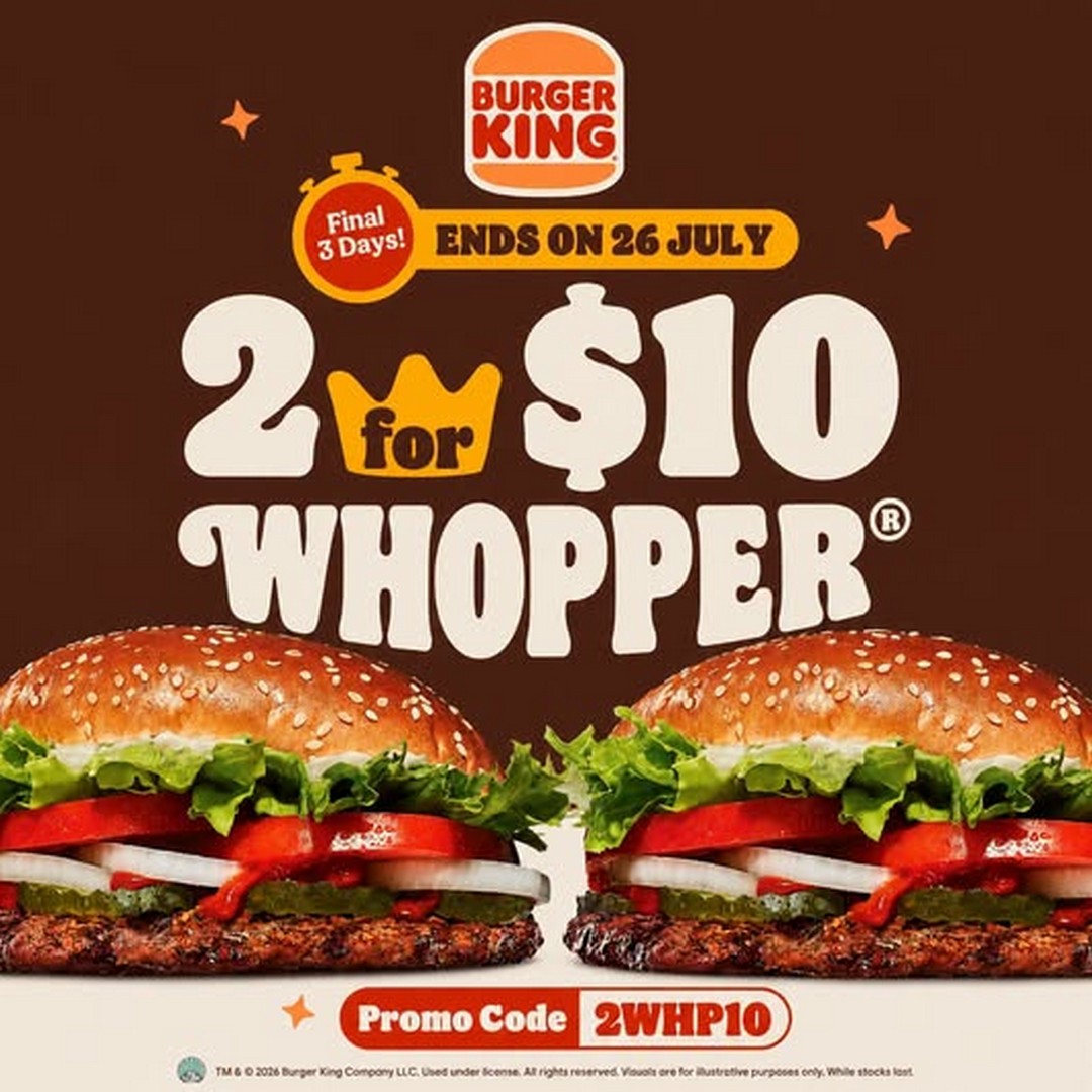 Burger-King-Singapore-2-Whopper-for-10-Promotion Now till 26 July 2026: Burger King Singapore 2 Whopper for $10 Promotion – Enjoy Great Burger Savings with Promo Code 2WHP10