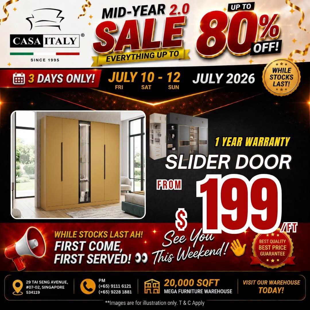 Casa-Italy-Furniture-Clearance-Sale-–-Up-to-80-OFF-12-1 10-12 July 2026: Casa Italy Furniture Clearance Sale – Up to 80% OFF Sofas, Dining Sets, Mattresses, Beds and Wardrobes in Singapore