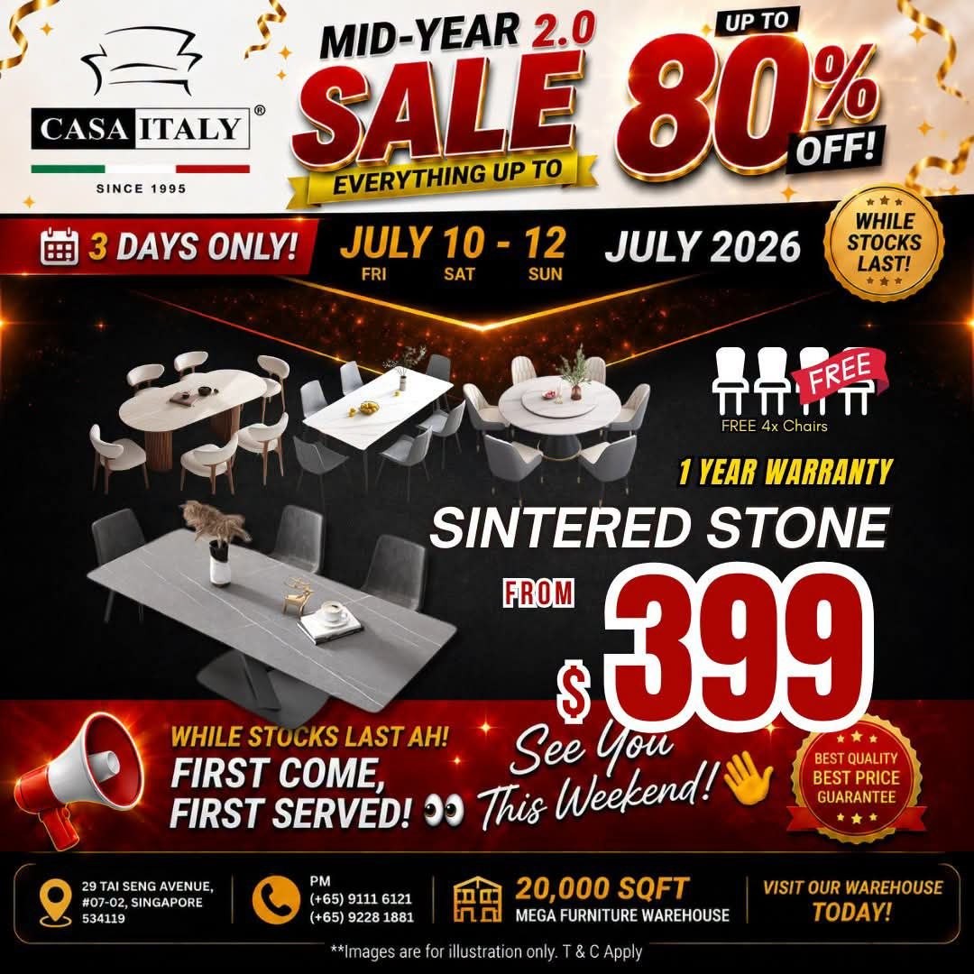 Casa-Italy-Furniture-Clearance-Sale-–-Up-to-80-OFF-14-1 10-12 July 2026: Casa Italy Furniture Clearance Sale – Up to 80% OFF Sofas, Dining Sets, Mattresses, Beds and Wardrobes in Singapore