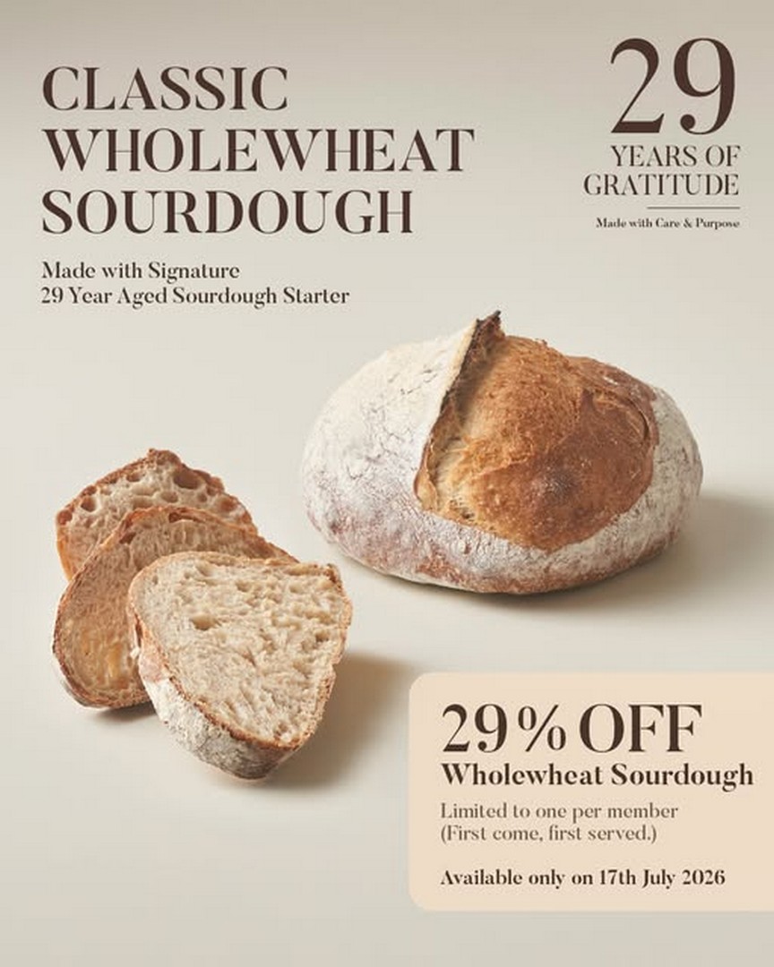 Cedele-29th-Anniversary-Promotion 17 July 2026: Cedele 29th Anniversary Promotion – Enjoy 29% Off Classic Wholewheat Sourdough for Rewards Members