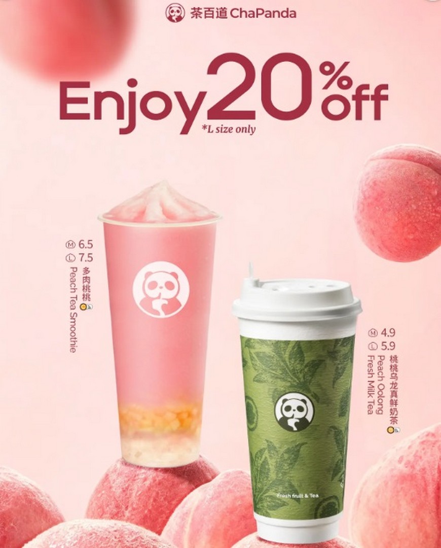 ChaPanda-Singapore-Peach-Series-20-OFF-Promotion 23 July 2026 onwards: ChaPanda Singapore: Peach Series 20% OFF Promotion With Sweet Refreshing Peach Drinks Launch Event
