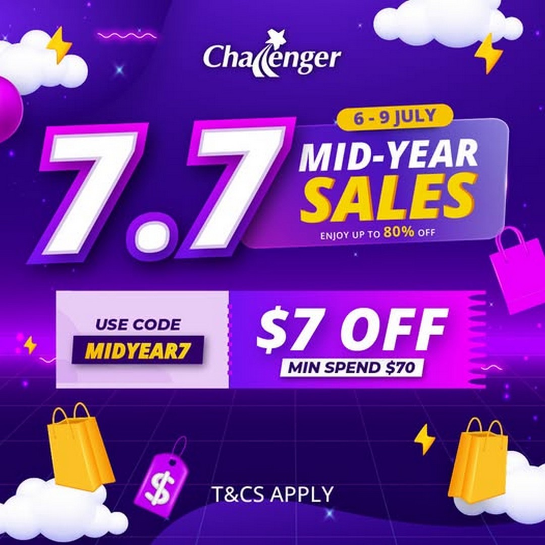 Challenger-Singapore-7.7-Mid-Year-Promotion-–-Enjoy-Up-to-80 6–9 July 2026: Challenger Singapore 7.7 Mid-Year Promotion – Enjoy Up to 80% Off Plus $7 Discount on Online Tech Deals