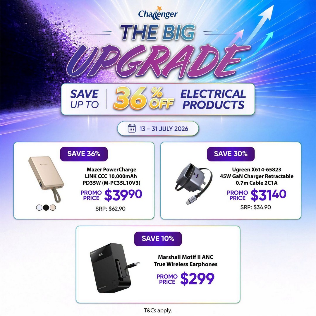 Challenger-Singapore-Big-Upgrade-Sale-8 Now Till 31 July 2026: Challenger Singapore Big Upgrade Sale Promotion: Enjoy Up To 70% Off Selected Tech Products, Cashback Deals And Gadget Upgrades