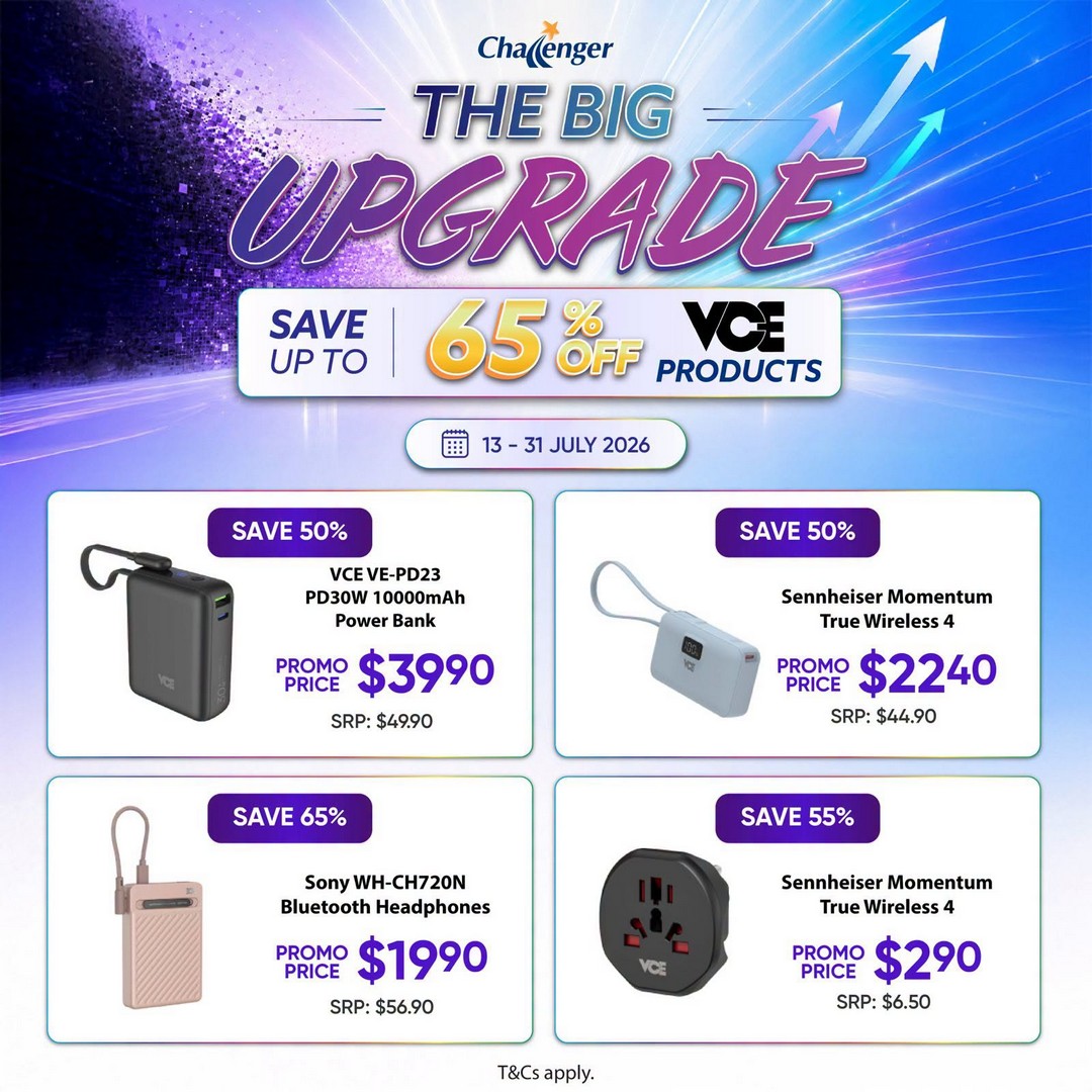 Challenger-Singapore-Big-Upgrade-Sale-9 Now Till 31 July 2026: Challenger Singapore Big Upgrade Sale Promotion: Enjoy Up To 70% Off Selected Tech Products, Cashback Deals And Gadget Upgrades