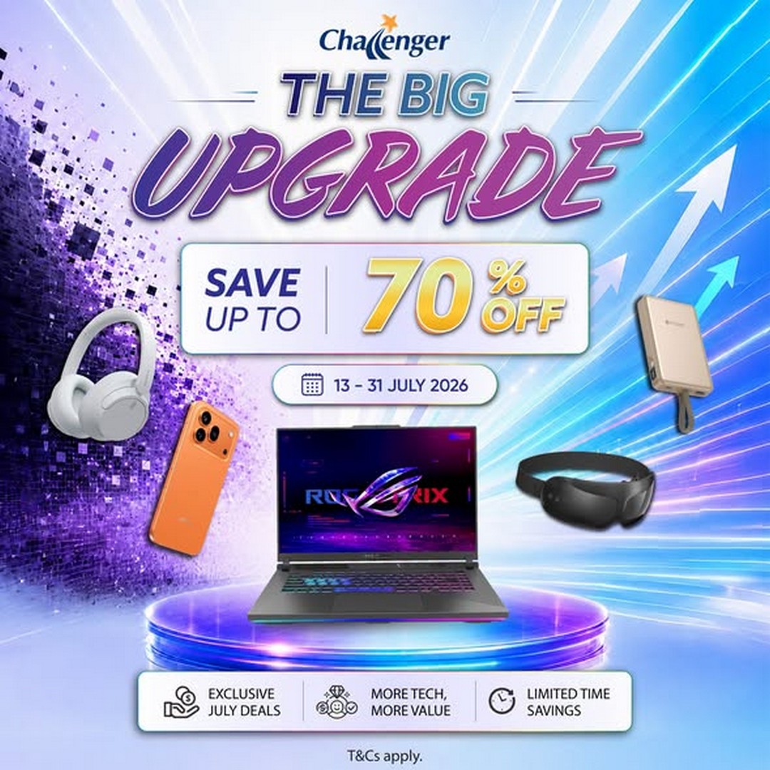 Challenger-Singapore-Big-Upgrade-Sale Now Till 31 July 2026: Challenger Singapore Big Upgrade Sale Promotion: Enjoy Up To 70% Off Selected Tech Products, Cashback Deals And Gadget Upgrades