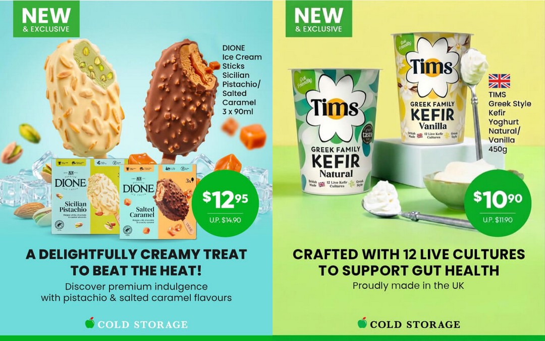 Cold-Storage-New-Dairy-Delights-Promotion 4-8 July 2026: Cold Storage New Dairy Delights Promotion – Enjoy Dione Ice Cream Sticks and Tims Kefir Yoghurt Deals from $10.90 in Singapore